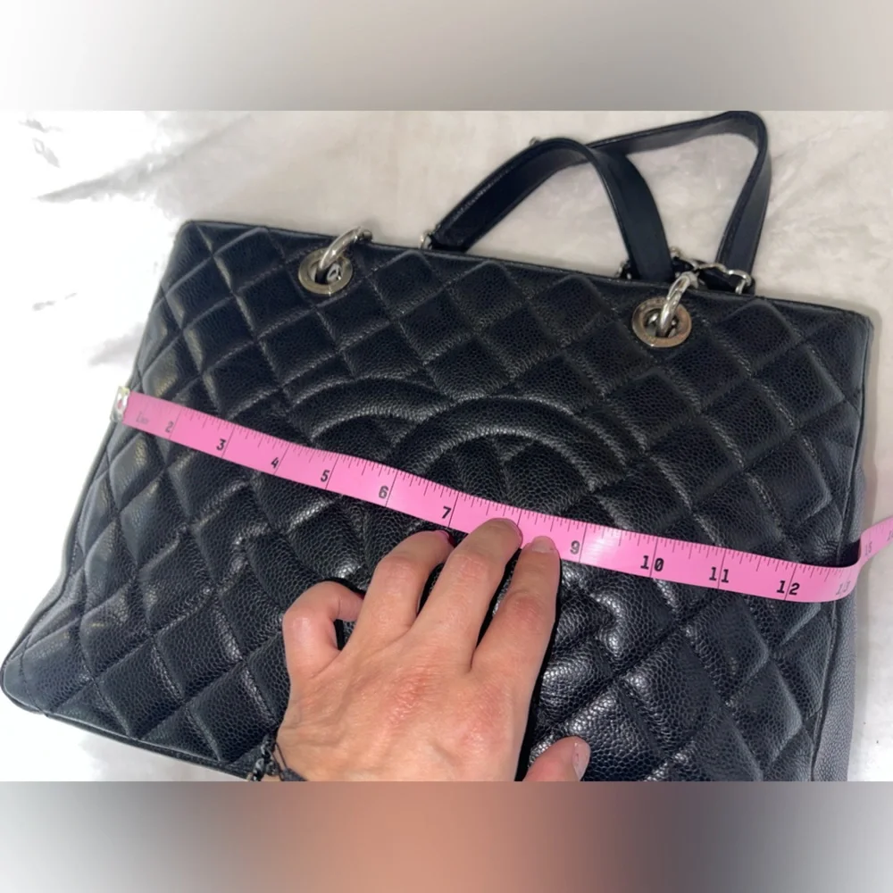 CHANEL Black Quilted Double C Chain Tote